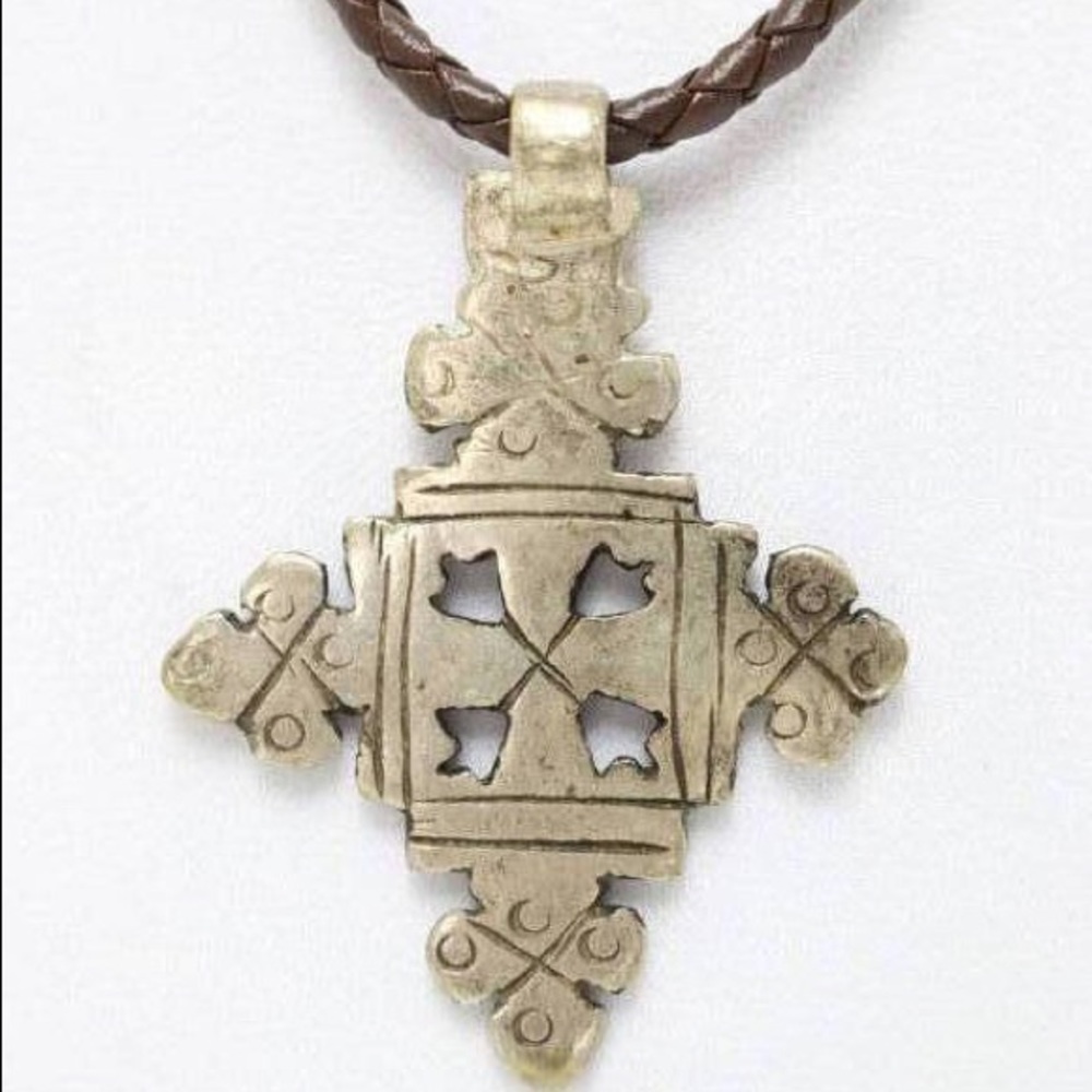 Ethiopian Cross on Leather Jewelry
